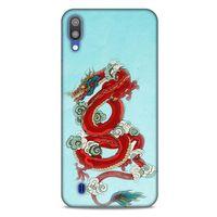 Samsung Galaxy M10 Kılıf Dragons (22) Tam Koruma Kılıfı Ejderha Dövme Kırmızı