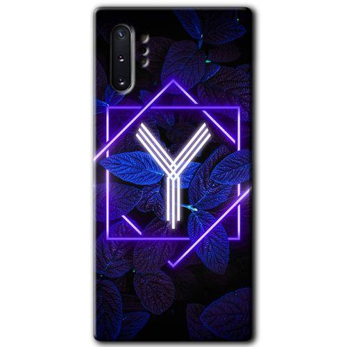 Samsung Galaxy Note 10 Plus HD Baskılı Kılıf + 9D Tam Ekran Koruyucu - Dark Neon  Y Harfi