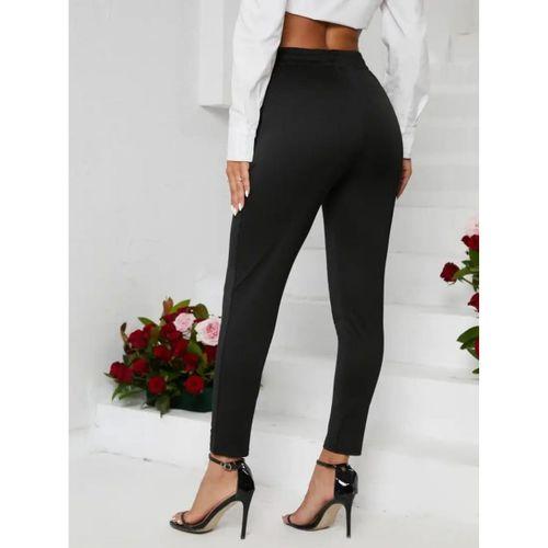 Kadın Pile Detay Beli Lastikli Günlük Slim Fit Viskon Iki Iplik Pantolon