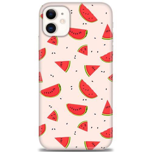 iPhone 11 Kılıf HD Baskılı Kılıf - Karpuz Dilimleri + Tam Ekran Koruyucu
