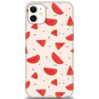 iPhone 11 Kılıf HD Baskılı Kılıf - Karpuz Dilimleri + Tam Ekran Koruyucu