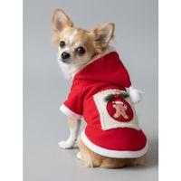 Kartopu Yılbaşı Köpek Kıyafeti Premium Kırmızı Polar | Kapüşonlu Noel Köpek Kostümü | Küçük Irklar İçin