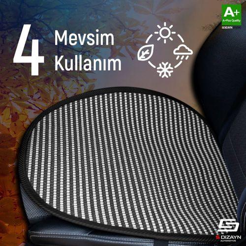 S-Dizayn Oto Koltuk Koruyucu Alt Minder Çizgili Füme Beyaz Universal 2+1 Parça Ön Arka A+ Kalite