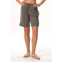 İnci Bağlamalı Uzun Yazlık Müslin Şort Gri Gri