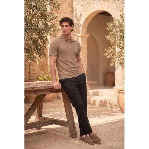 Evenor Kabartma Desenli Polo Yaka Düğmeli Relaxed FitYumuşak İnce Erkek T-Shirt  - Kahve