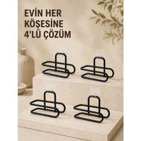 Delmeden Monte Tuvalet Kağıdı Askısı Siyah Metal Yapışkanlı Banyo Kağıtlığı 4’lü Set