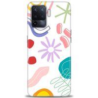 Oppo Reno 5 Lite Kılıf HD Baskılı Kılıf - Çiçek Yıldız + Tam Ekran Koruyucu
