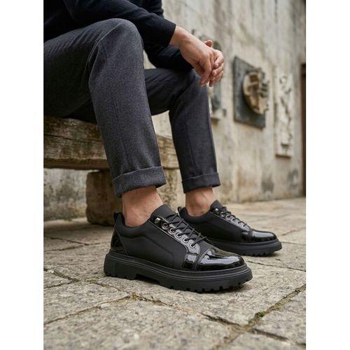 BA0245 Siyah Rugan Paraşüt Detaylı Akıllı Lastik Bağcık Yüksek Taban Günlük Erkek Ayakkabı