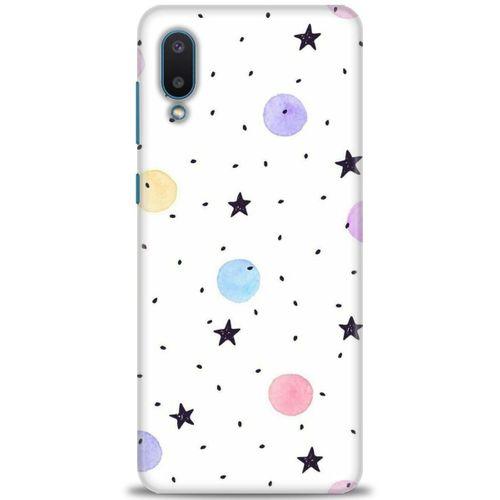 Samsung Galaxy A02 Kılıf HD Baskılı Kılıf - Yıldız ve Daireler + Tam Ekran Koruyucu