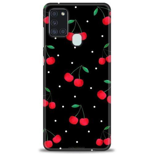 Samsung Galaxy A21S Kılıf HD Baskılı Kılıf - Kirazlar + Tam Ekran Koruyucu