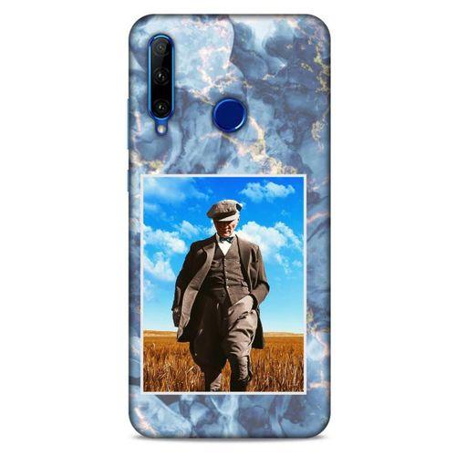 Huawei Y6P Kılıf Atatürk (19) Kılıfları Mavi Mermer