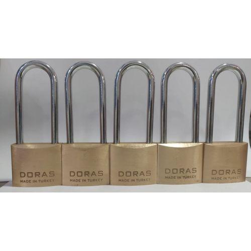 Doras Ersa 5'li Set Uzun Kanca Pas Pirinç Asma Kilit 40 Mm