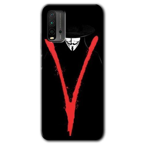 Potkal Hediye Fabrikası Xiaomi Redmi 9T Kılıf HD Desen Baskılı Arka Kapak - V for
