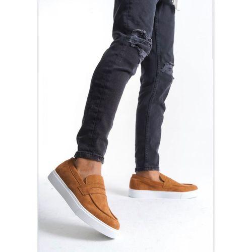 BA0580 Bağcıksız Kuşaklı Yüksek Taban Taba Süet Erkek Ayakkabı