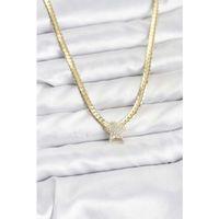 Gold Renk Pirinç Yıldız Zirkon Taşlı Kadın Kolye