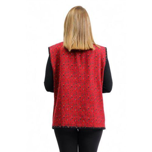 Kolsuz Meryem Çift Taraflı Cepli Pazen Kışlık Yelek Yeşil/Bordo Yşl/Brd