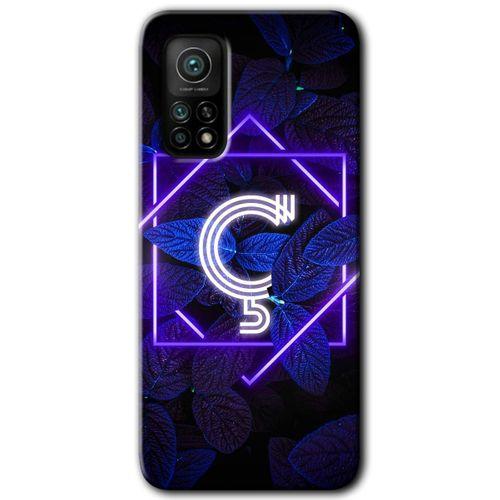 Potkal Hediye Fabrikası Xiaomi Mi 10T Pro Kılıf HD Desen Baskılı Arka Kapak - Dark Neon Yaprak Ç Harfi