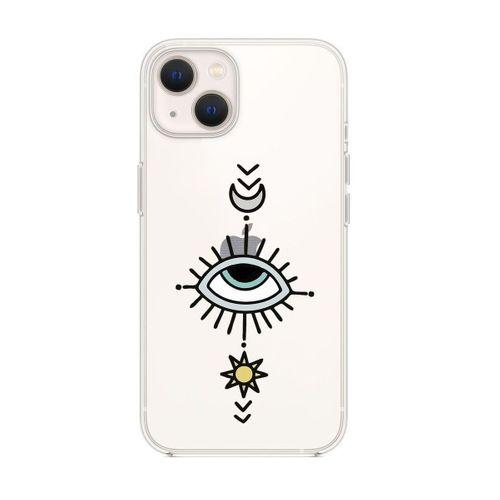 iPhone 14 Uyumlu Nazar Göz Desenli Şeffaf Silikonlu Telefon Kılıfı
