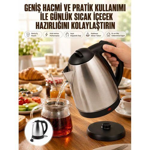 Kettle Su Isıtıcı C F Priz Uyumlu 220 - 240 V Paslanmaz Çelik Kablolu