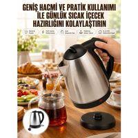 Kettle Su Isıtıcı C F Priz Uyumlu 220 - 240 V Paslanmaz Çelik Kablolu