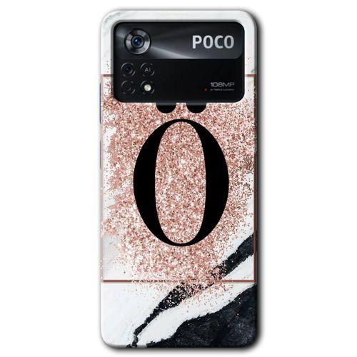 Poco x4 Pro Kılıf HD Desen Baskılı Arka Kapak - Pembe Mermer Desenli Ö Harfi