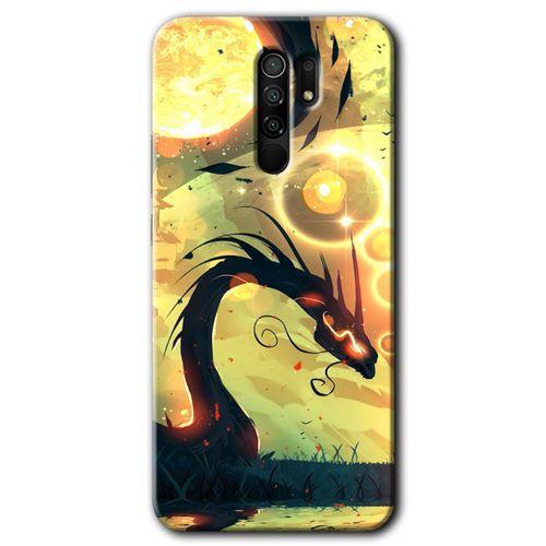 MRCİLETİSİM Xiaomi Redmi 9 Kılıf HD Desen Baskılı Arka Kapak+Temperli Cam - Digital Dragon