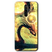 MRCİLETİSİM Xiaomi Redmi 9 Kılıf HD Desen Baskılı Arka Kapak+Temperli Cam - Digital Dragon