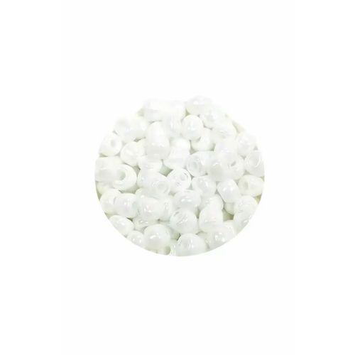 Dökme Cam Kum Boncuk Büyük Boy (6/0) 4 mm - 60 Gram - Kar Beyaz - BNC109