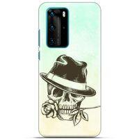 Lopard Huawei P40 Pro Uyumlu Kılıf Tattoo's (23) Ultra Koruma Kılıfı Çiçekli İskelet