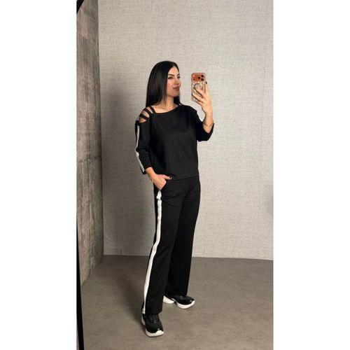 Kadın Uzun Kollu Kolu Tül Yanları şerit Detay Modal Ikili Takım