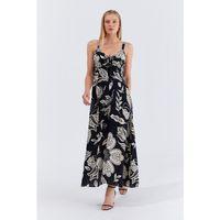 Askılı Viscon Elbise - Siyah