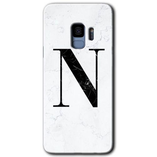 Potkal Hediye Fabrikası Samsung Galaxy S9 Kılıf HD Desen Baskılı Arka Kapak - Beyaz Mermer Desenli N Harfi