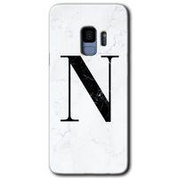 Potkal Hediye Fabrikası Samsung Galaxy S9 Kılıf HD Desen Baskılı Arka Kapak - Beyaz Mermer Desenli N Harfi