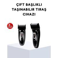 Kablosuz Tıraş Makinesi Çift Başlıklı Kuru Tıraş Folyo Başlık Şarj Göstergeli