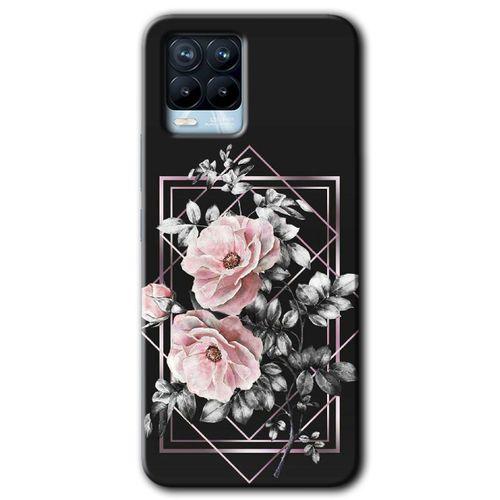 BeRa Aksesuar Realme 8 Pro Kılıf Baskılı Kapak - Retro Çiçek 1 +Tam Kaplayan Mat Seramik