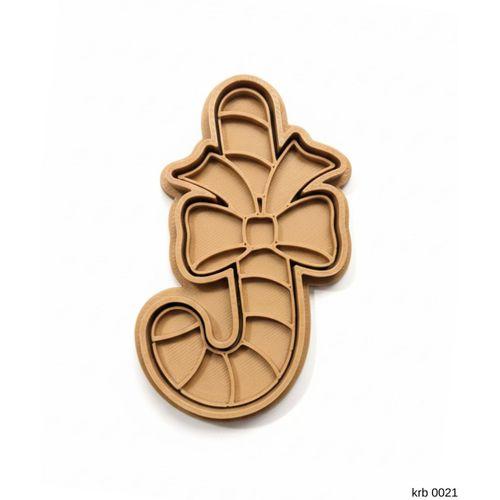 Fiyonk Detayli Noel Sekeri Baston Sekillendirici Kalip Kurabiye Hamur Kesici Seti