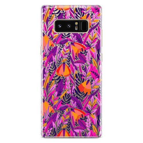 Samsung Galaxy Note 8 Kılıf Pembe Turuncu Yaz Otları Arka Kapak Koruma Desenli Full Koruyucu
