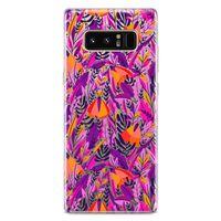 Samsung Galaxy Note 8 Kılıf Pembe Turuncu Yaz Otları Arka Kapak Koruma Desenli Full Koruyucu