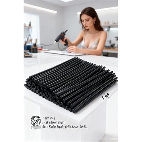 7mm Profesyonel Seri Ultra Güçlü İnce Siyah Sıcak Silikon 1 Kg