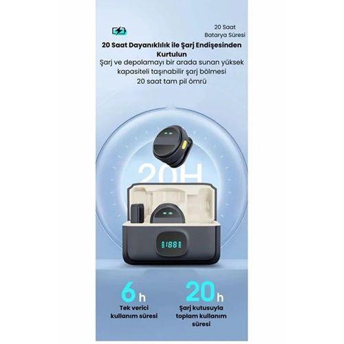 2 Adet Profesyonel Kablosuz Yaka Mikrofonu Lighting Uyumlu Manyetik Klipsli