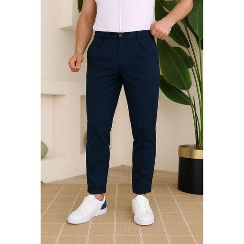 Erkek Belden Düğmeli Cepli Dokuma Pantolon