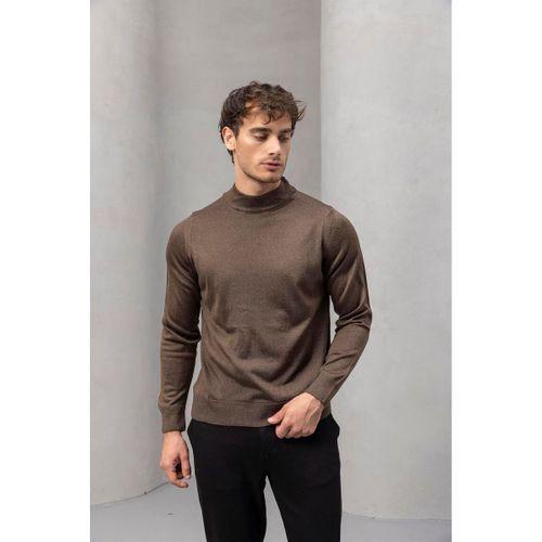 Fincher Yarım Balıkçı Regular Fit Boğazlı Erkek Kazak - Kahve
