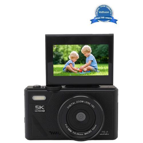 5k 75mp Hd Dijital Kamera 18x Dijital Zoom, Flaşlı,3.0 İnç Ekranlı Fotoğraf Makinesi