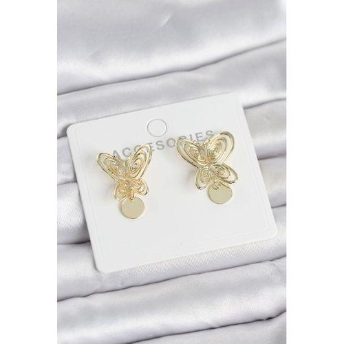 Füsun Küpesi Model Gold Renk Kelebek Model Pirinç Kadın Küpe