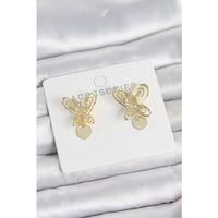 Füsun Küpesi Model Gold Renk Kelebek Model Pirinç Kadın Küpe