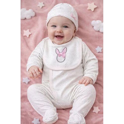 Sevimli Tavşan Desenli Kız Bebek 4’lü Tulum Seti