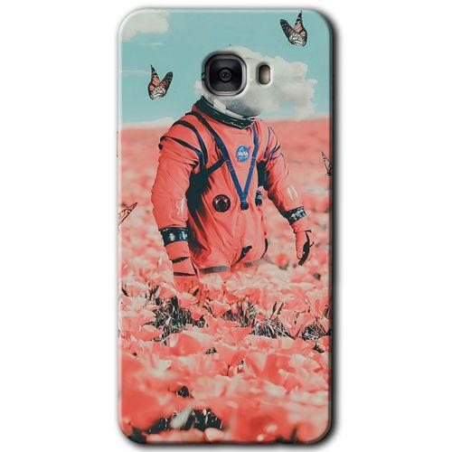 Potkal Hediye Fabrikası Samsung Galaxy C7 Kılıf HD Desen Baskılı Arka Kapak - Uzay Bahçesi