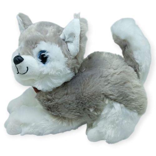 Sesli Peluş Yatan Köpek 25 cm - Gri