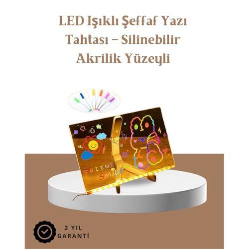 Led Aydınlatmalı Şeffaf Mesaj Tahtası – 30x20 Cm, Neon Etkili Yazılar İçin Tasarlandı