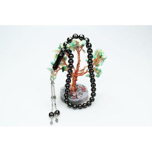 Karpuz Dilimi Sekizli Alpaka İşlemeli Oltu Sıkması Tespih